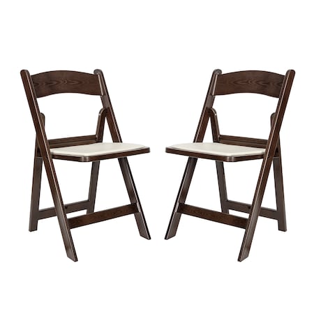 Flash Furniture HERCULES Commercial Dark Brown Indoor/Outdoor Lightweight Wood Look Resin Folding Event Chair, 2PK 2-L-1-WG-RESIN-DKBRN-GG